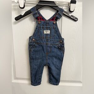 OshKosh B’gosh Denim Overalls 6M Classic Baby Blue Jean Overalls flannel lined